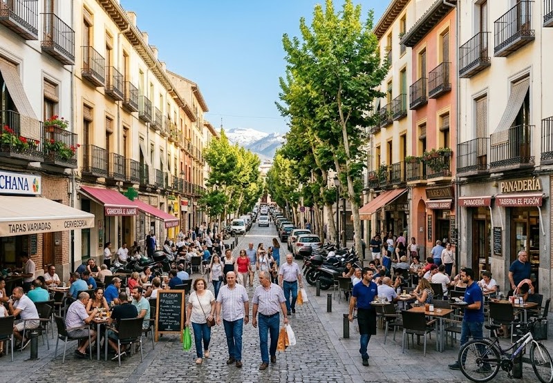 Vista del animado barrio de La Chana en Granada